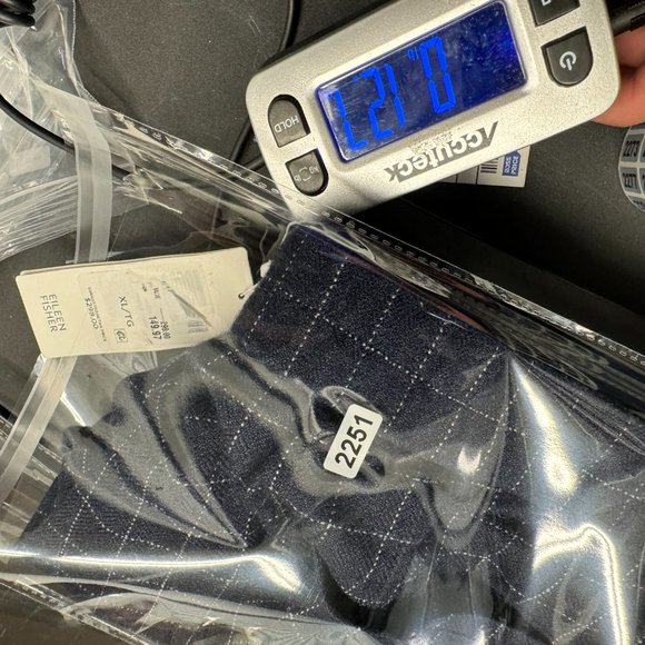 Eileen Fisher Pants XL Midnight Blue Wide Leg Ankle Cropped Tussah Silk Plaid - Picture 13 of 13